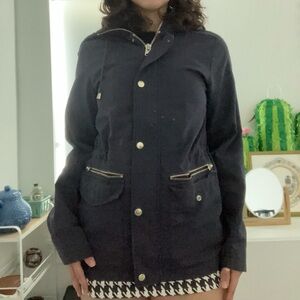 Navy Blue French jacket with gold zippers